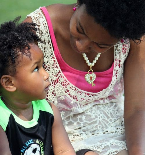 mother talking to son