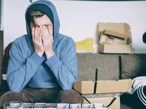 young man stressed with pandemic burnout