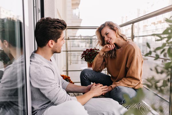 young couple communicating opening a dialogue about mental health