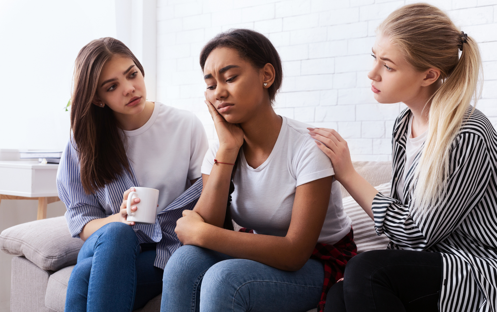 teen girls comforting support anxiety